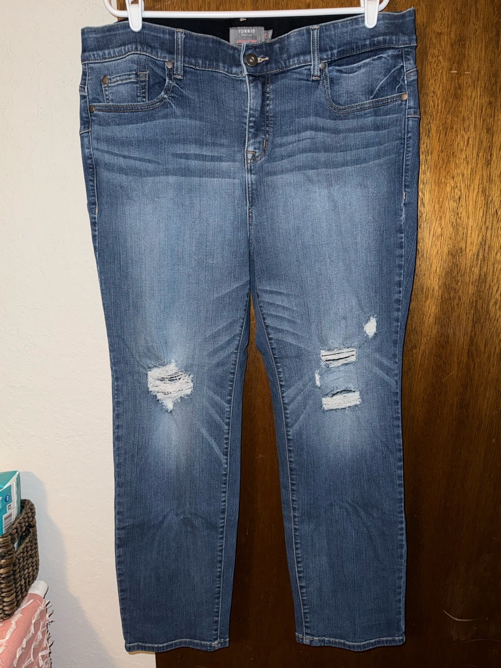 Torrid Bombshell Straight Distressed Blue Jeans